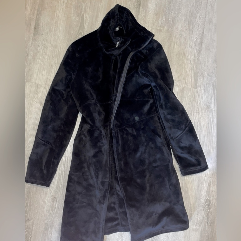 Athleta black plush coat